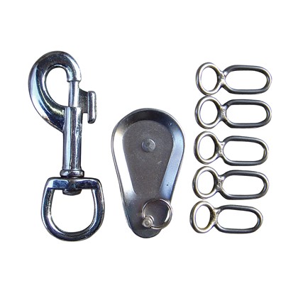 Набор карабины, фиксаторы и роллик для вожжей или системы для тренинга лошади