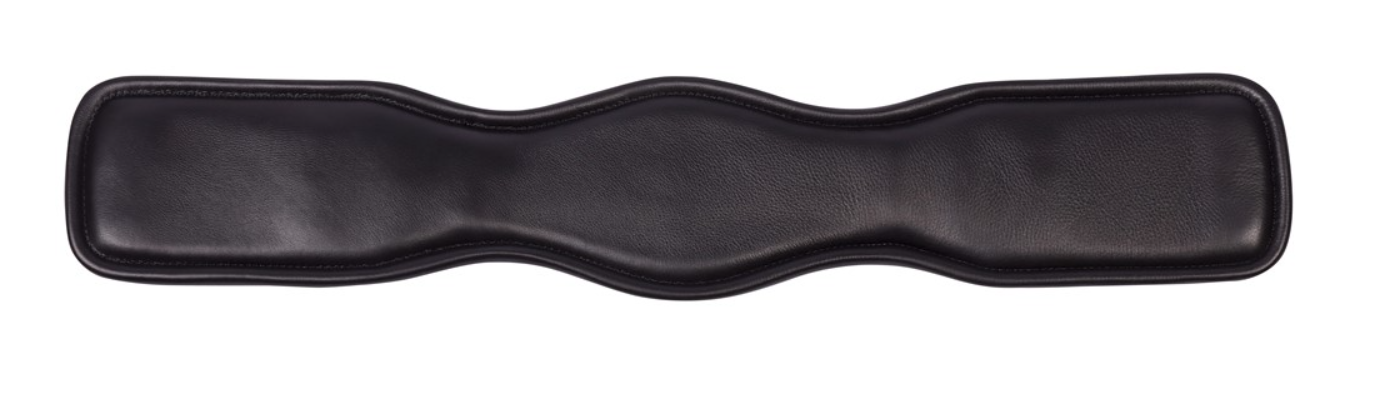 Подпруга выездковая кожаная анатомическая с резинками 50сm цвет черный