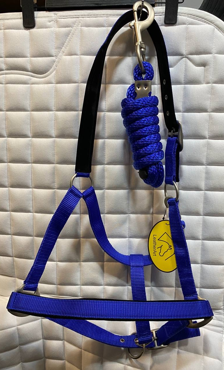 Недоуздок нейлоновый с мягкой подложкой + чомбур LeatherArt комплект.